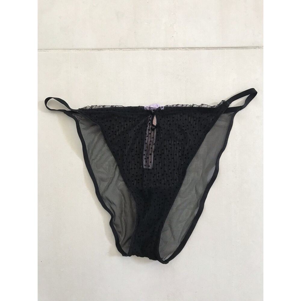 Savage X Fenty Lingerie Sheer Textured Polka Dot Striped Pleated Panty